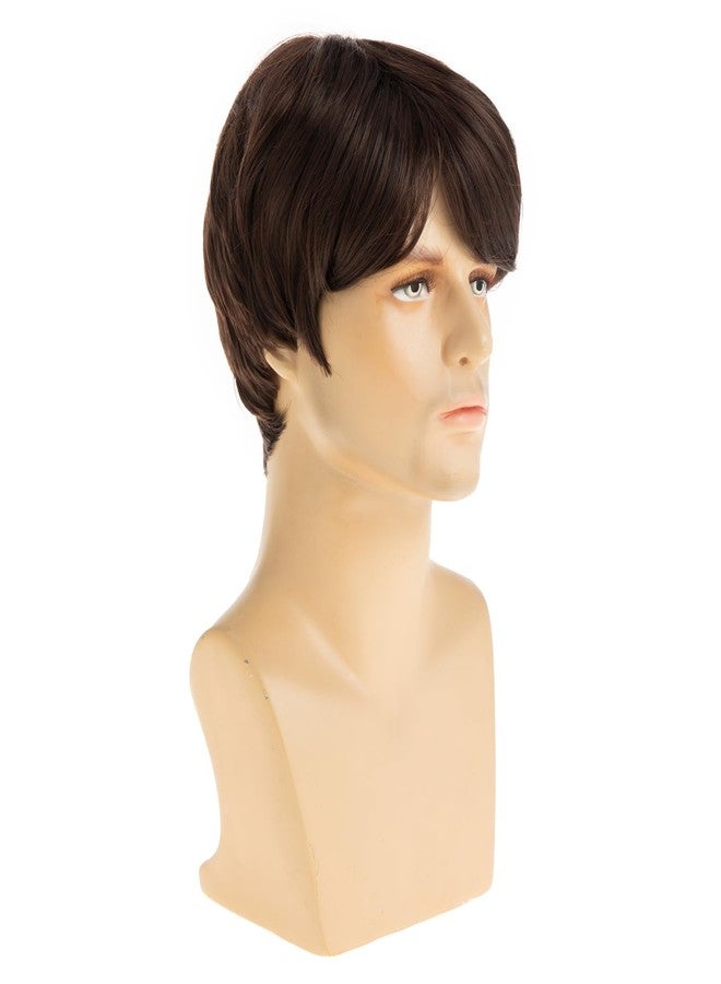 Beweig Mens Wig Short Brown Layered Synthetic Hair for Male Cosplay Anime Halloween Wig - Image 2
